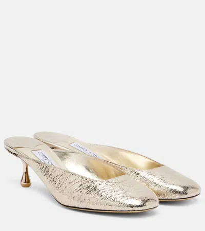 Jimmy Choo Pixie 50 Metallic-effect Mules In White