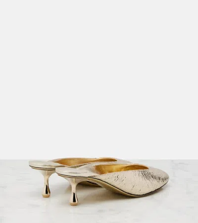 Jimmy Choo Pixie 50 Metallic-effect Mules In White