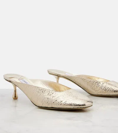Jimmy Choo Pixie 50 Metallic-effect Mules In White