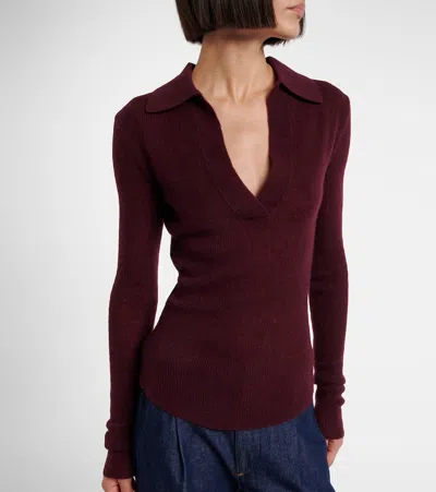 Citizen Of Humanity Citizens Of Humanity Simone Wool Cashmere Polo Sweater In Burgundy