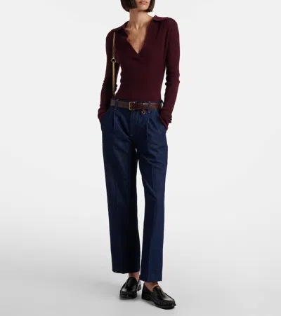 Citizen Of Humanity Citizens Of Humanity Simone Wool Cashmere Polo Sweater In Burgundy