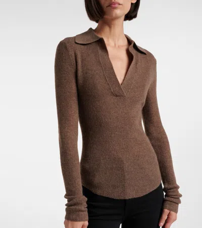 Citizen Of Humanity Citizens Of Humanity Simone Wool And Cashmere-blend Polo Top In Brown