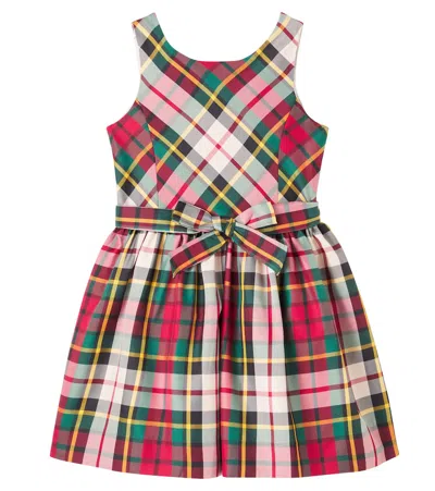 Polo Ralph Lauren Id Taffeta Woven Dress 2-6 Years 185 Red Cream Multi In Multi
