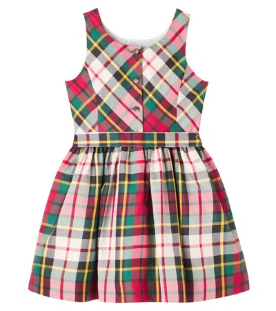 Polo Ralph Lauren Id Taffeta Woven Dress 2-6 Years 185 Red Cream Multi In Multi