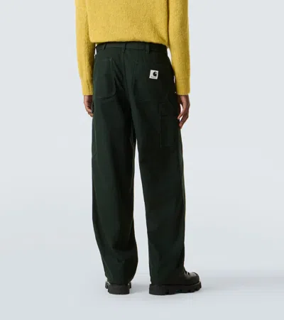 Sacai X Carhatt Belted Cotton Straight Pants In Green