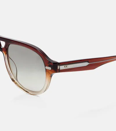 Brunello Cucinelli Paul Aviator Sunglasses In Brown