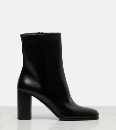 Prada 85 Leather Ankle Boots In Black
