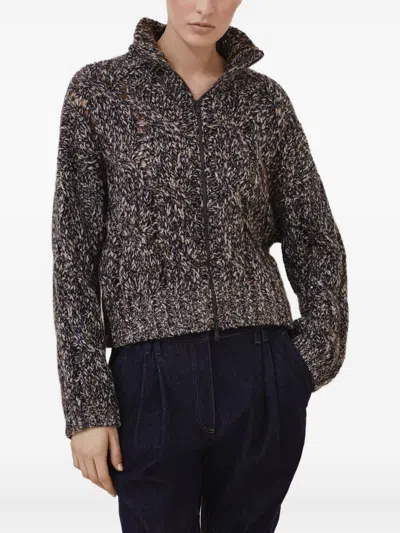 Brunello Cucinelli Wool And Cashmere Cardigan With Sequins In Black