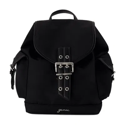 Ganni Bucky Small Backpack  Nylon Black