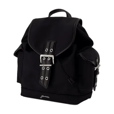 Ganni Bucky Small Backpack  Nylon Black