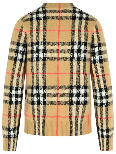 Burberry 'constance Check' Beige Cashmere And Wool Sweater In Multi