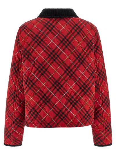Burberry Cropped Check Cotton Quilted Jacket In Multi