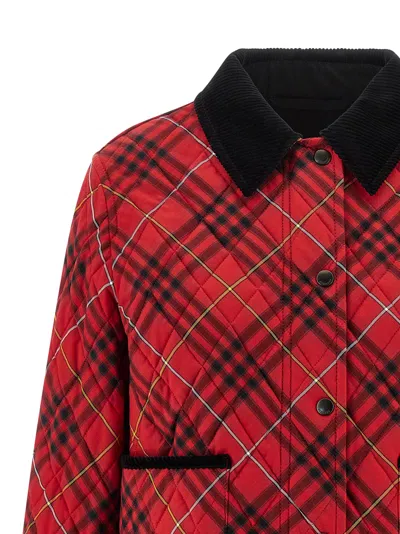 Burberry Cropped Check Cotton Quilted Jacket In Multi