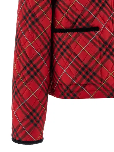 Burberry Cropped Check Cotton Quilted Jacket In Multi