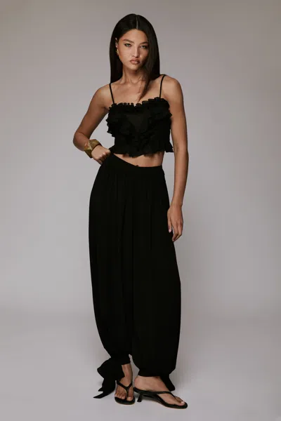 Bardot Alira Frill Detail Crop Top In Black