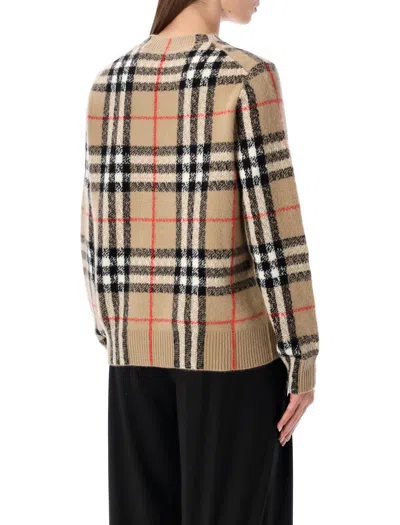 Burberry Check Wool-cashmere Sweater In Brown