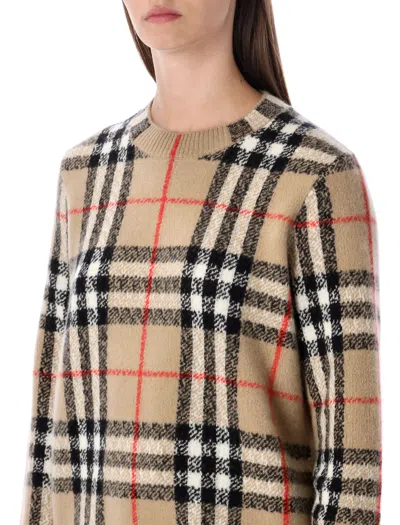 Burberry Check Wool-cashmere Sweater In Brown