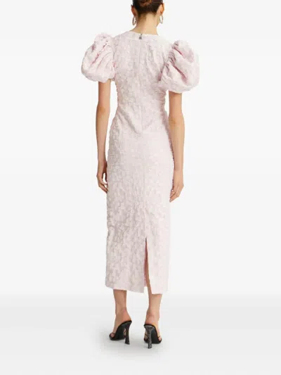 Rotate Birger Christensen Rotate Sunday Puffy Floral-jacquard Midi Dress In Pink