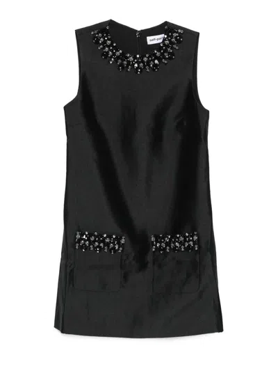 Self-portrait Black Taffeta Embellished Trim Mini Dress Clothing