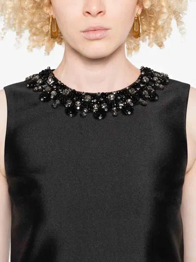 Self-portrait Black Taffeta Embellished Trim Mini Dress Clothing