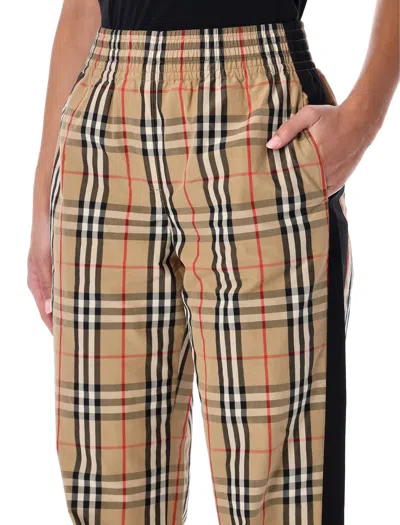 Burberry Checked Pattern Wide Leg Trousers In Brown