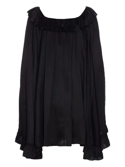 Chloé Pleated Mini Dress In Silk Satin In Black
