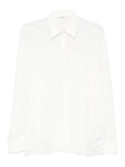 Ermanno Scervino Silk Blouse With Intricate Lace Detailing In White