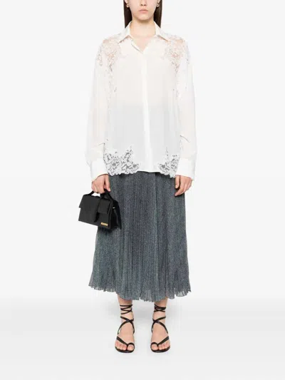 Ermanno Scervino Silk Blouse With Intricate Lace Detailing In White
