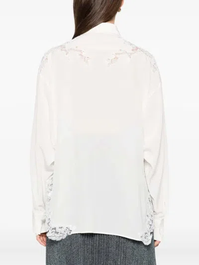 Ermanno Scervino Silk Blouse With Intricate Lace Detailing In White