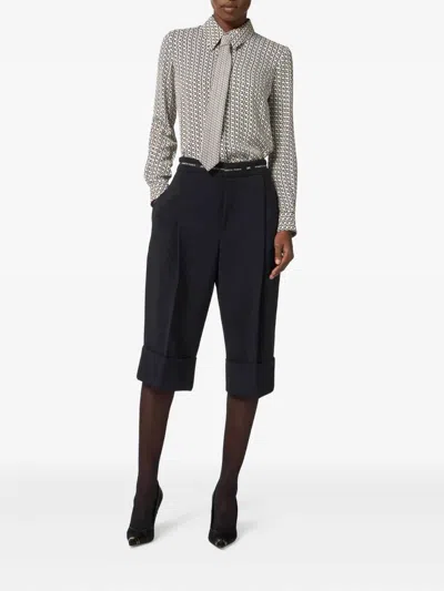 Elisabetta Franchi Patterned Tie Shirt In Gray