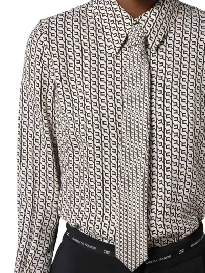 Elisabetta Franchi Patterned Tie Shirt In Gray