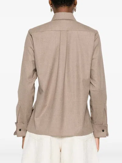 Max Mara Button-cuff Cashmere Shirt In Brown