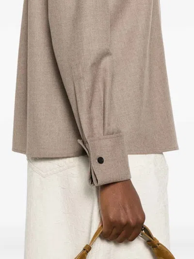 Max Mara Button-cuff Cashmere Shirt In Brown