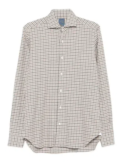 Barba Napoli Classic Check Pattern Button-down Shirt In White