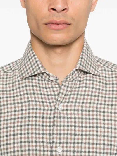 Barba Napoli Classic Check Pattern Button-down Shirt In White