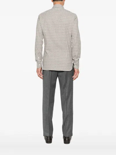 Barba Napoli Classic Check Pattern Button-down Shirt In White