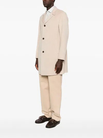 Montecore Button-fastening Coat In Nude