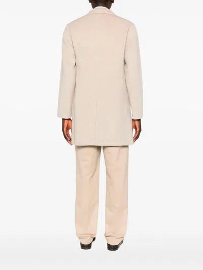 Montecore Button-fastening Coat In Nude