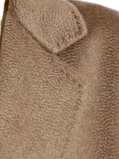 Max Mara Textured Fabric Coat Belted Waist In Nude