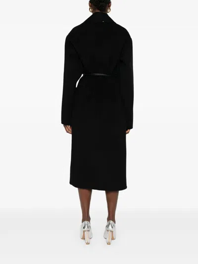Sportmax Tie-cord Detail Single-breasted Coat In Black