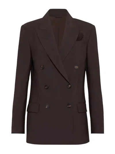 Brunello Cucinelli Tailored Blazer With Notched Lapels And Pockets In Brown