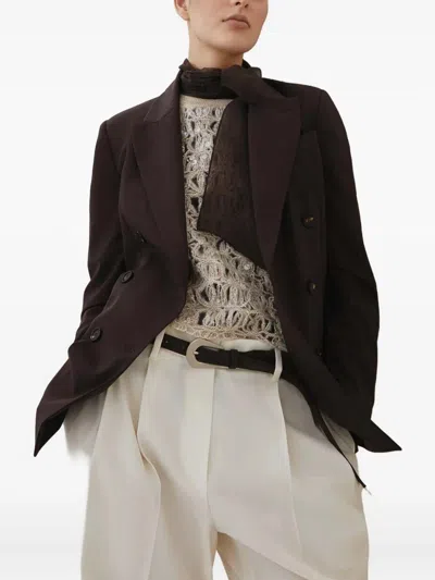 Brunello Cucinelli Tailored Blazer With Notched Lapels And Pockets In Brown
