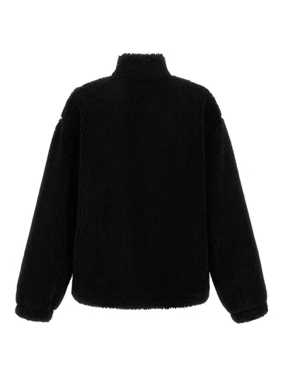 Balenciaga Oversized Fleece Texture High Neck Jacket In Black