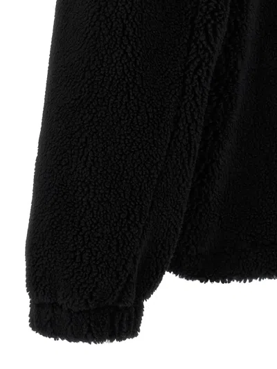 Balenciaga Oversized Fleece Texture High Neck Jacket In Black