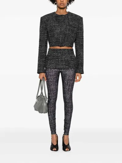 Diesel Cropped Jacket In Bouclé Fabric In Black