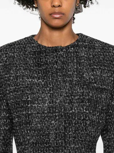 Diesel Cropped Jacket In Bouclé Fabric In Black