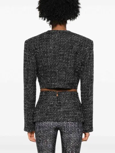 Diesel Cropped Jacket In Bouclé Fabric In Black