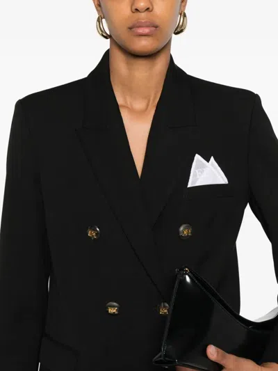 Elisabetta Franchi Cotton Gabardine Blazer With Breast Pocket In Black