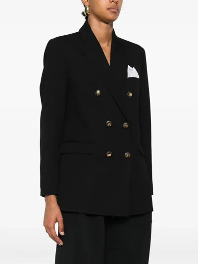 Elisabetta Franchi Cotton Gabardine Blazer With Breast Pocket In Black
