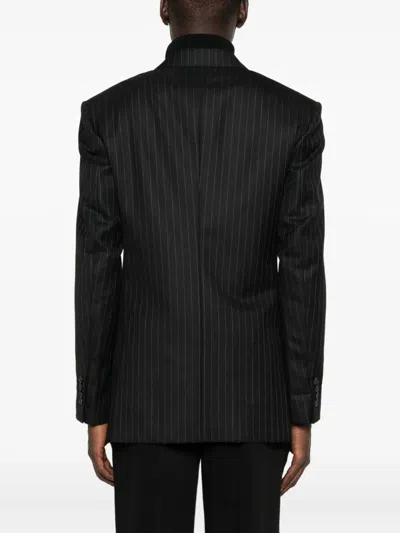 Givenchy Stripe-pattern Double-breasted Blazer In Black